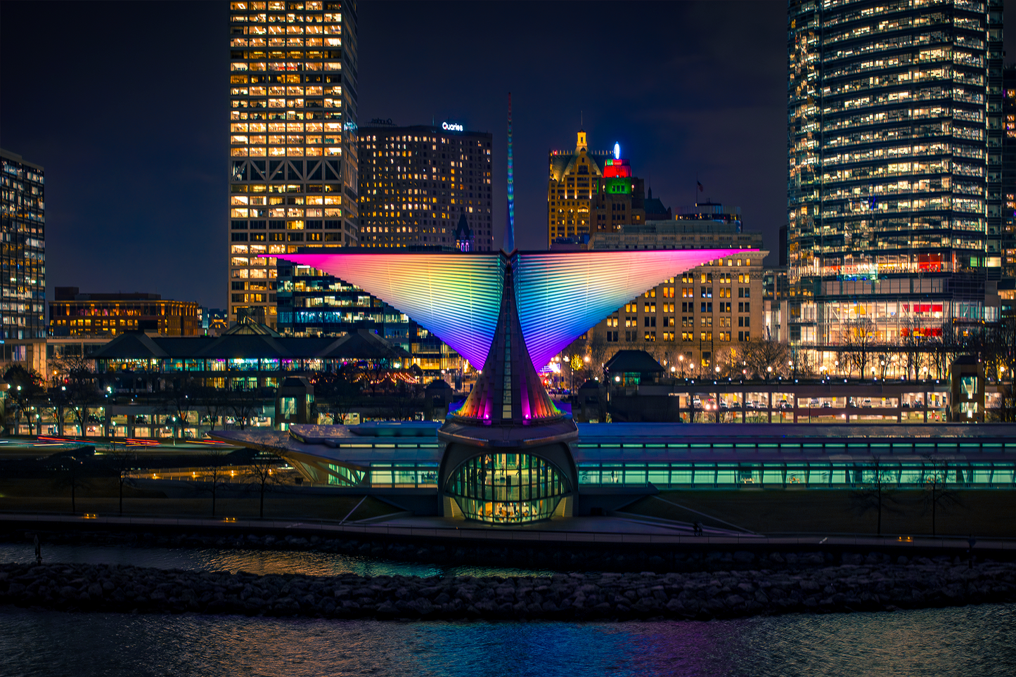 Milwaukee Art Museum Lights Canvas