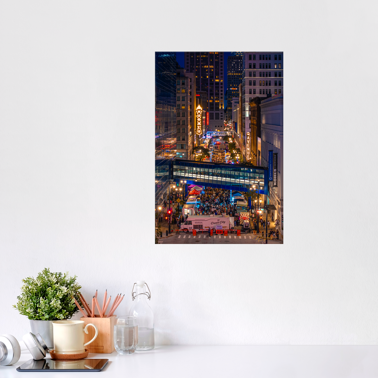 Milwaukee Night Market Vertical Fine Art Print