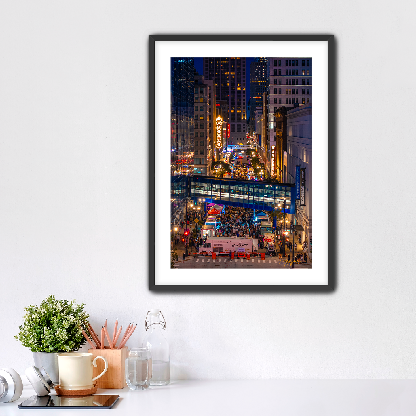 Milwaukee Night Market Vertical Fine Art Print