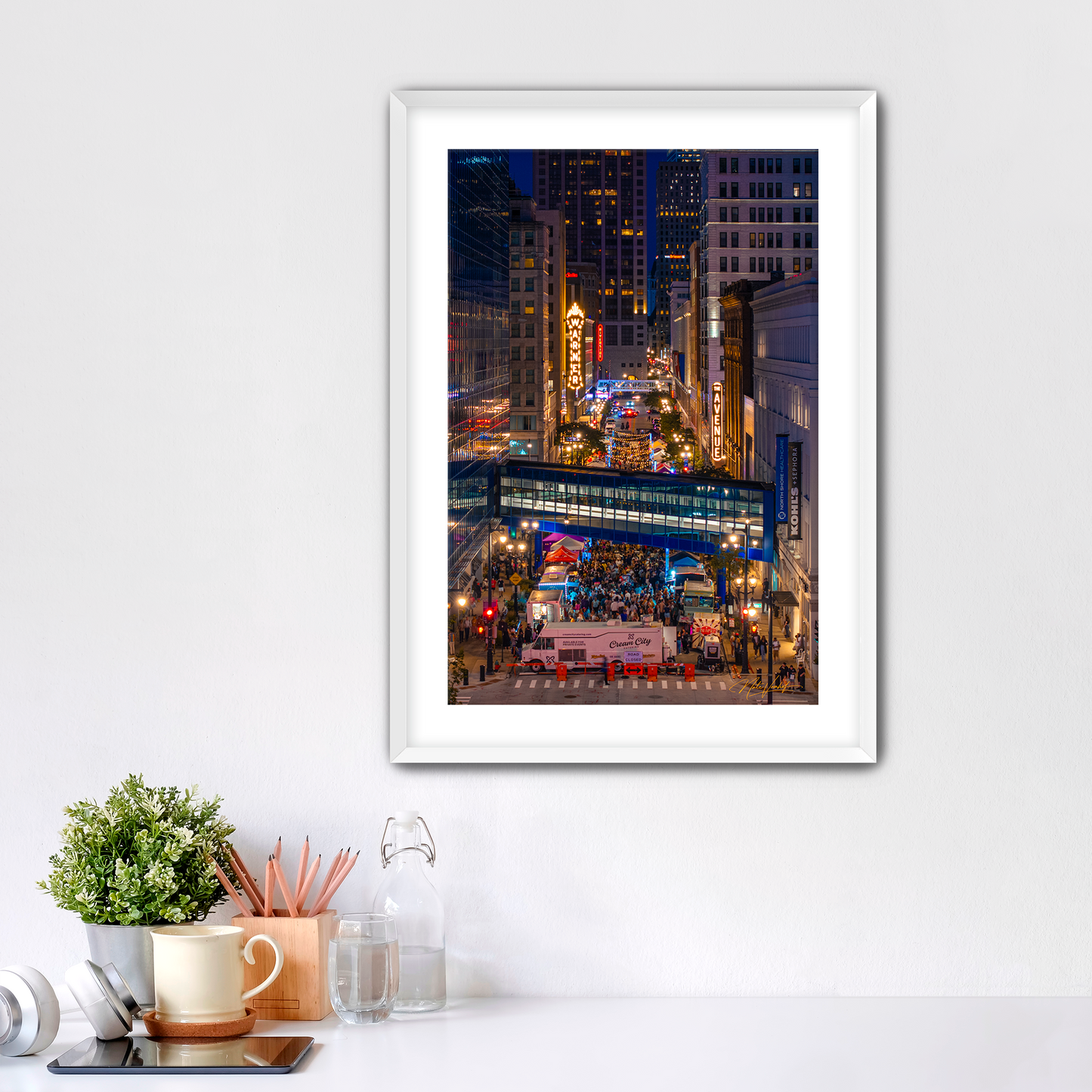Milwaukee Night Market Vertical Fine Art Print