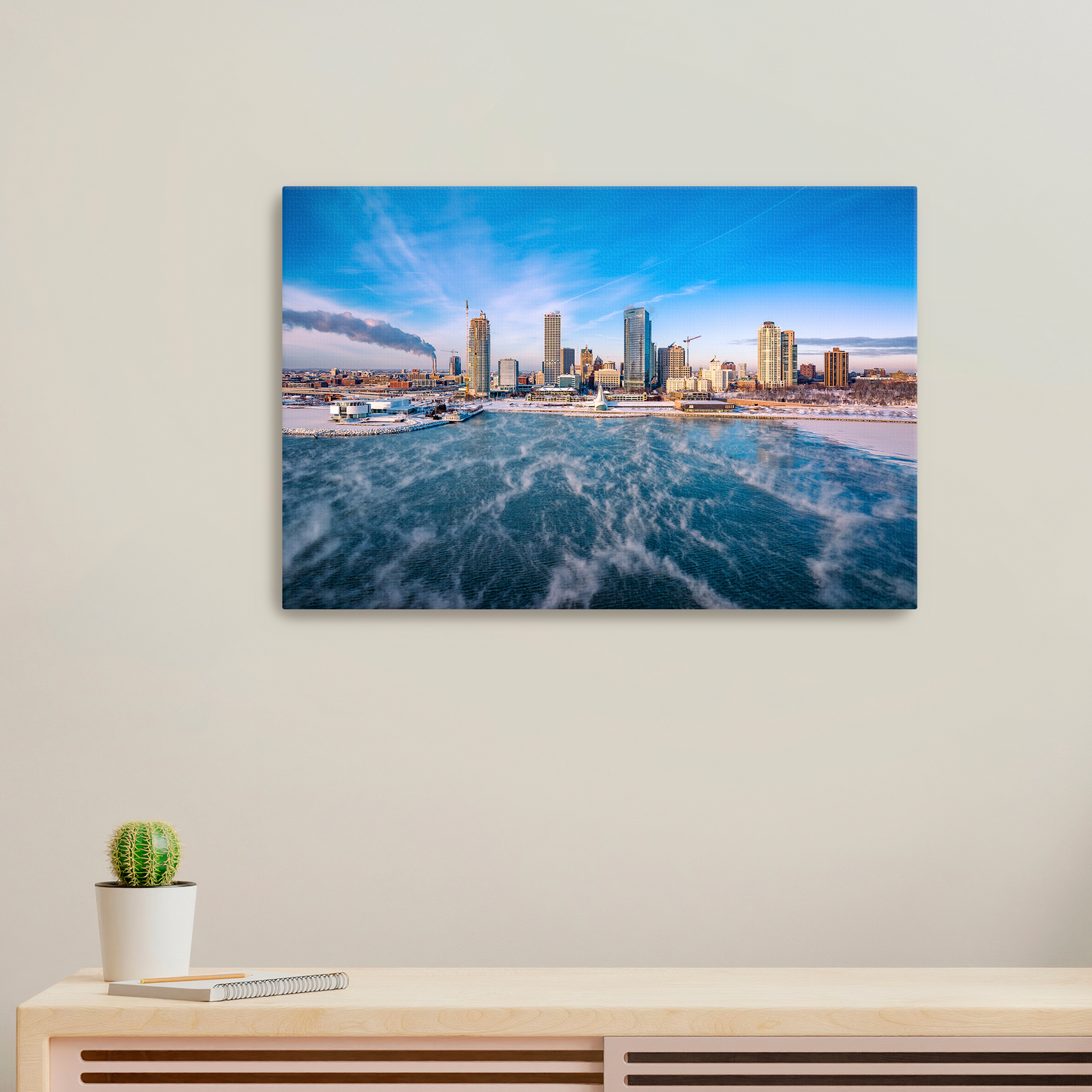 Milwaukee Skyline Sea Smoke Canvas