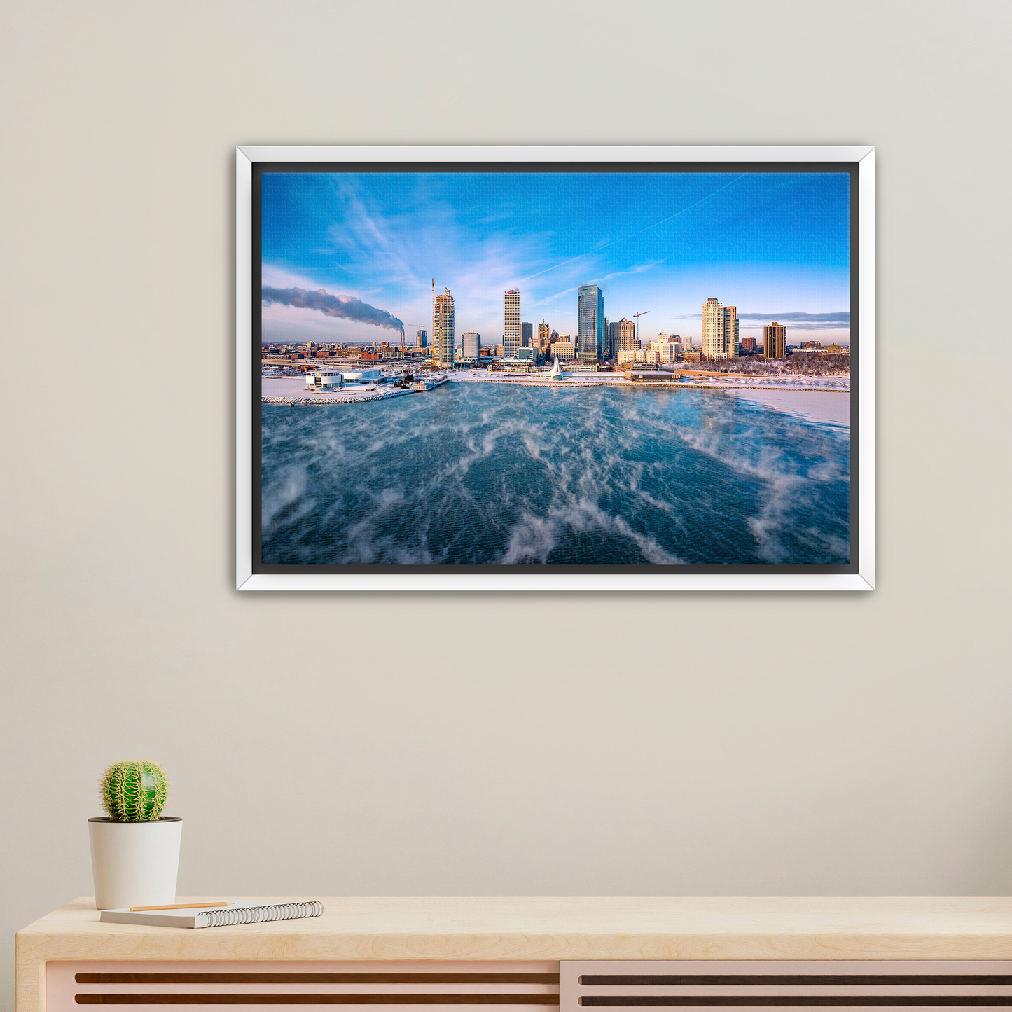 Milwaukee Skyline Sea Smoke Canvas