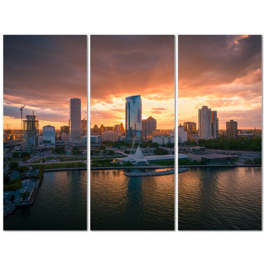 Radiant Milwaukee Skyline 3-Panel Canvas
